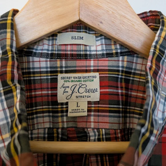 J.Crew Stretch Cotton Shirt, Plaid (Red, White +) - Picture 3 of 5